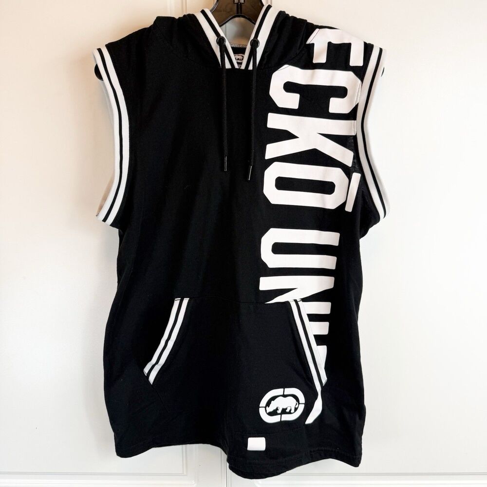 Ecko Unltd Hoodie Shirt Men’s MEDIUM M Black  Pullover Sleeveless